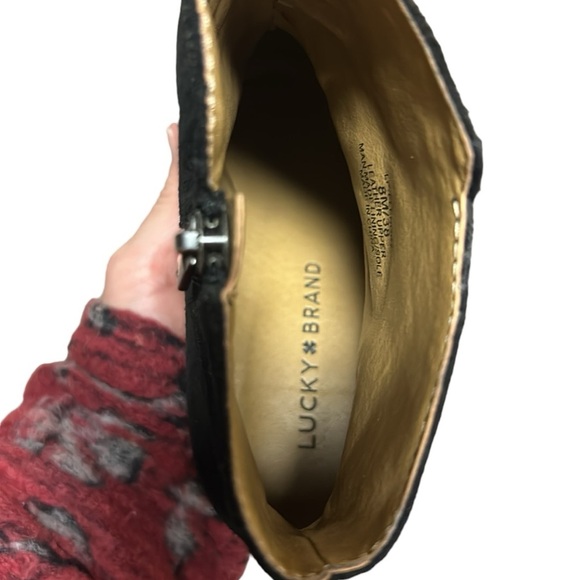 Lucky Brand Eleanor 2 Women's Black Suede Floral Embroidered Bootie 8M - Picture 10 of 11